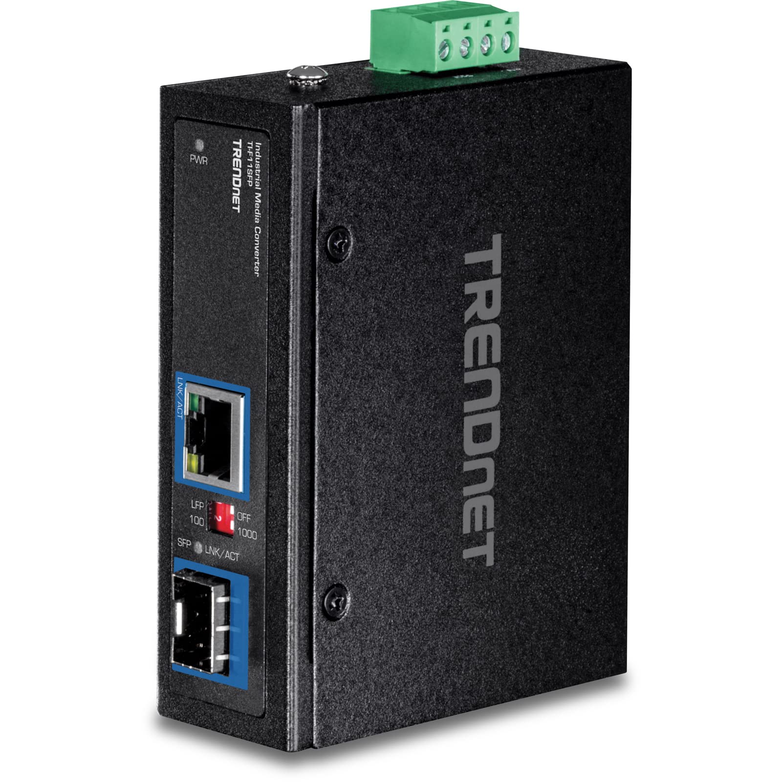 Trendnet TI-IG30 PoE Gigabit + Iniettore industriale rigido Nero Fiber Converter
