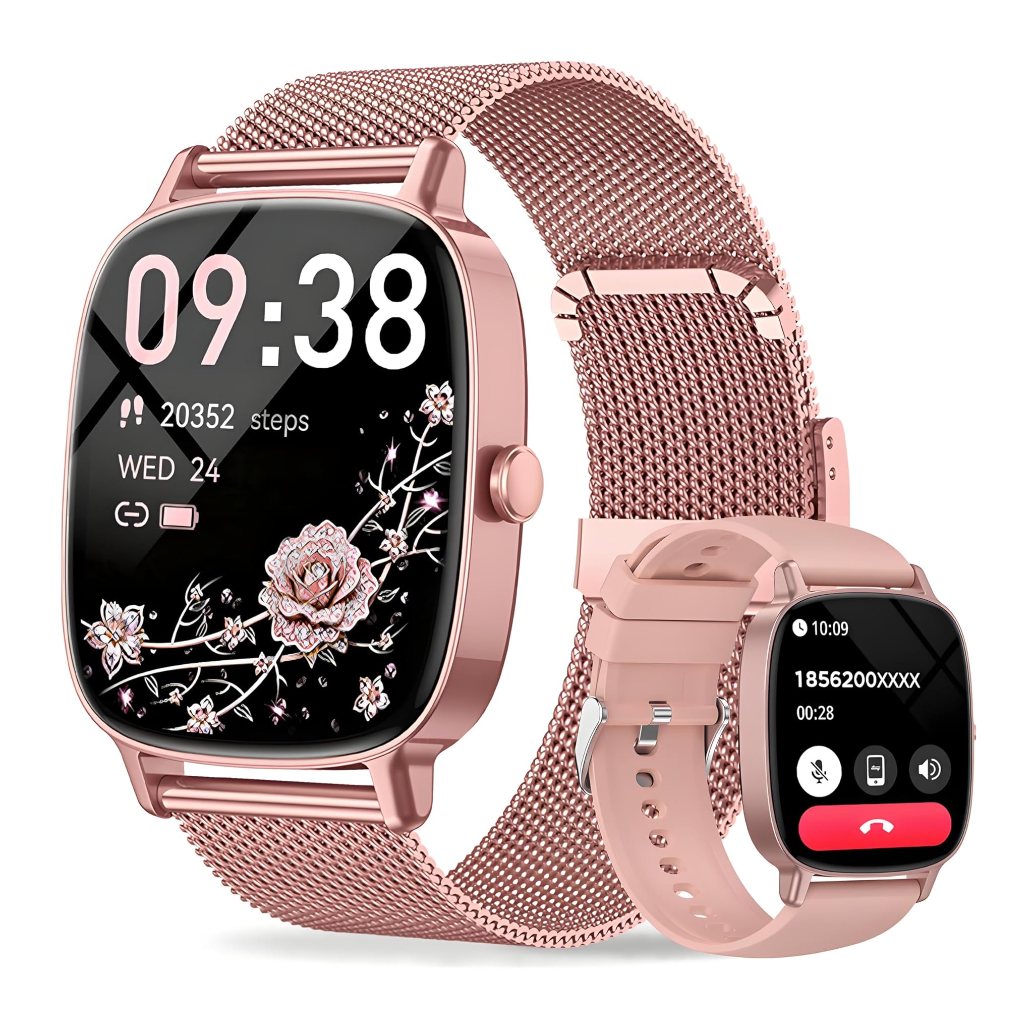 Smartwatch Donna con Funzione Telefono 1.85" HD, Rosa