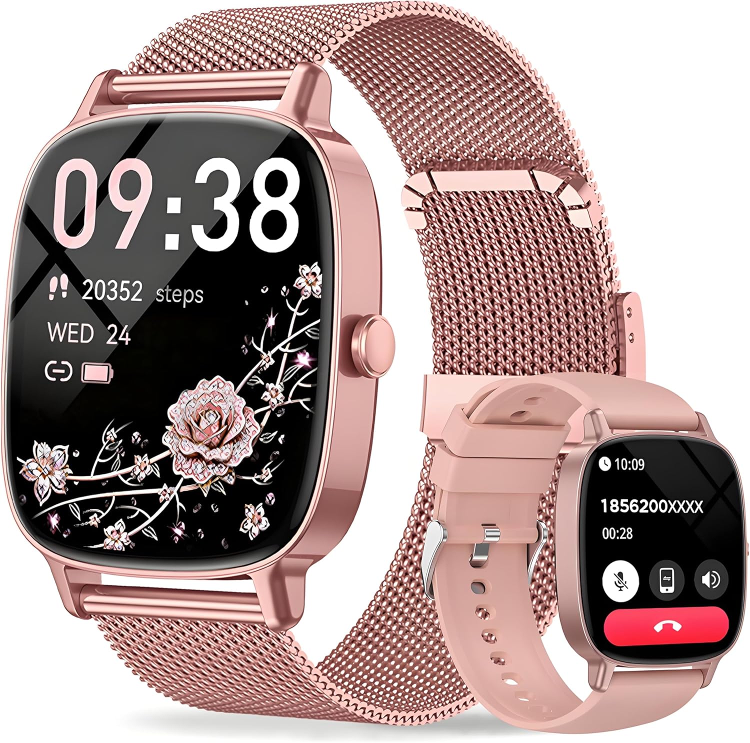 Smartwatch Donna con Funzione Telefono 1.85" HD, Rosa - immagine 1