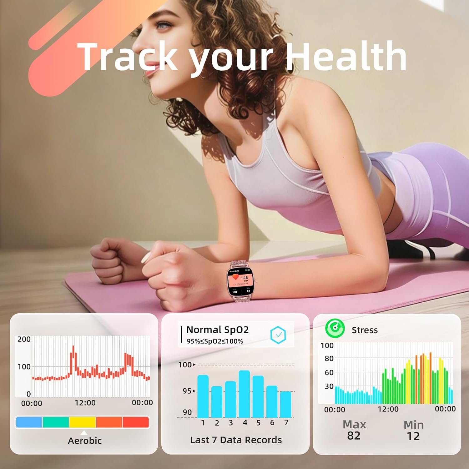 Smartwatch Donna con Funzione Telefono 1.85" HD, Rosa - immagine 2