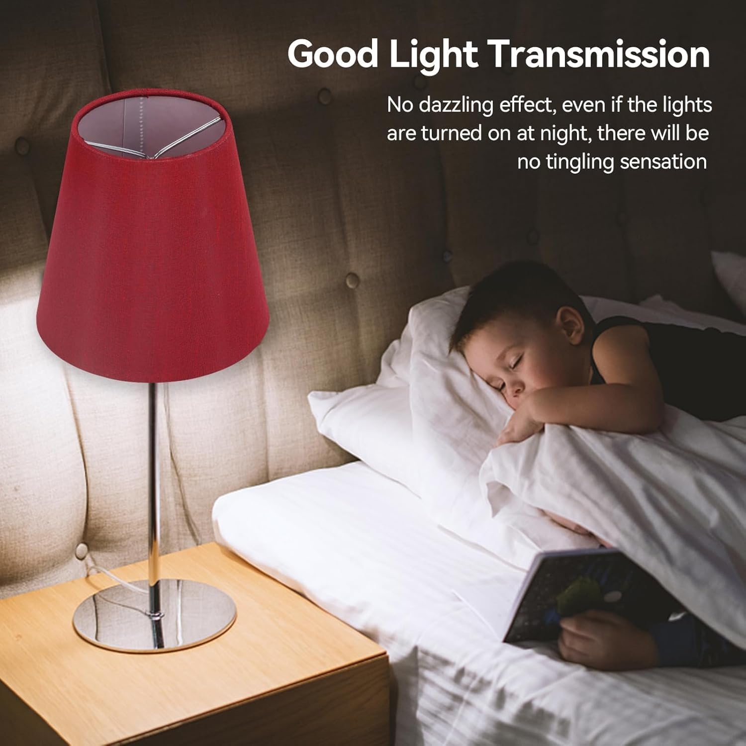 Cyrank Paralume in Tessuto E14 - Set da 6, Vino Rosso - immagine 2