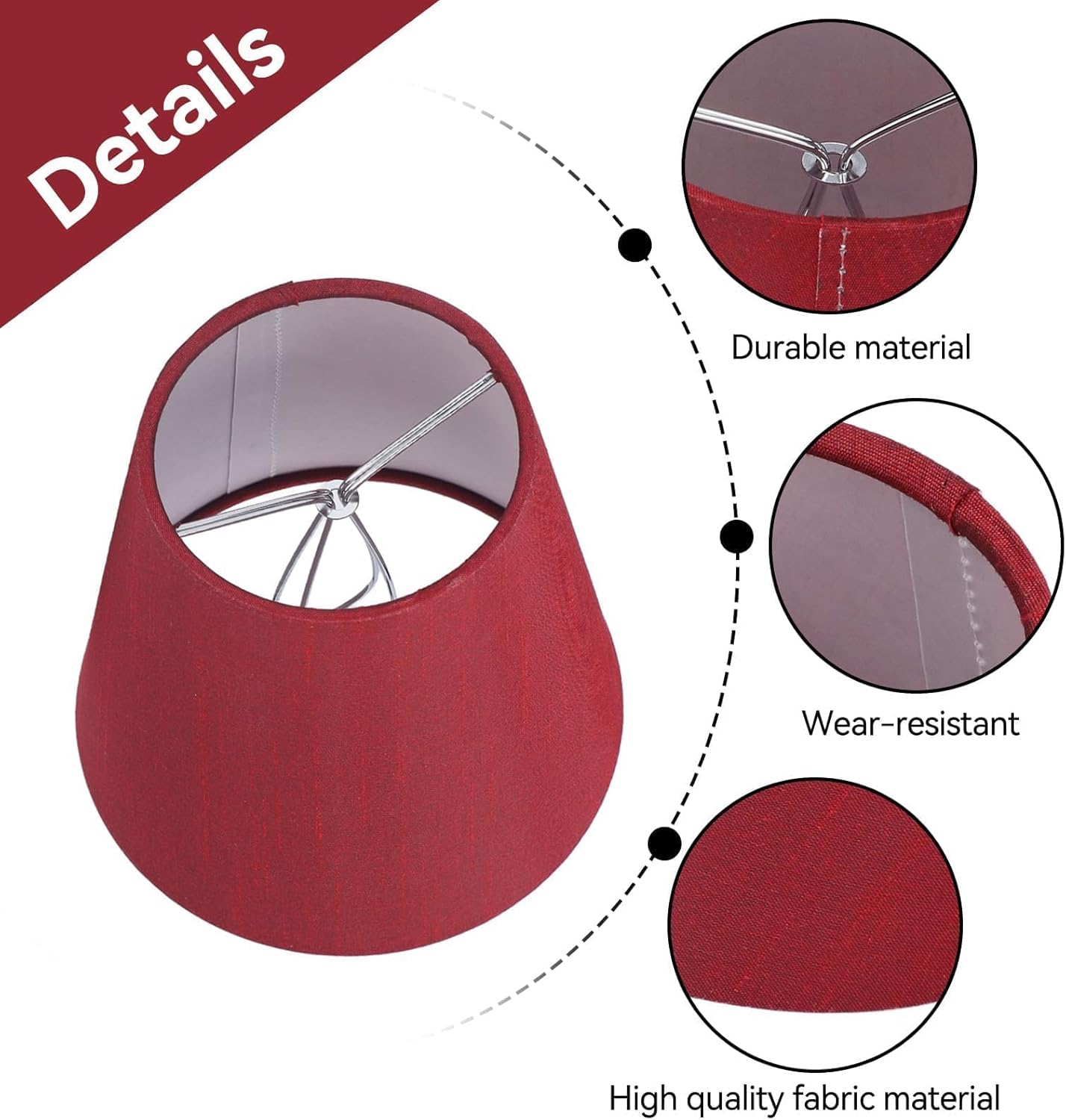 Cyrank Paralume in Tessuto E14 - Set da 6, Vino Rosso - immagine 5