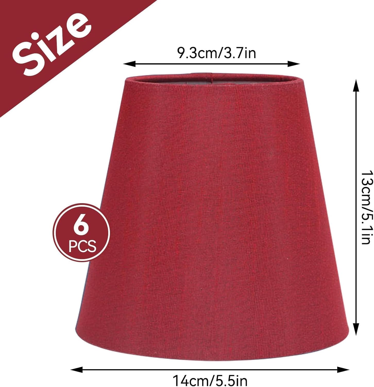 Cyrank Paralume in Tessuto E14 - Set da 6, Vino Rosso - immagine 6
