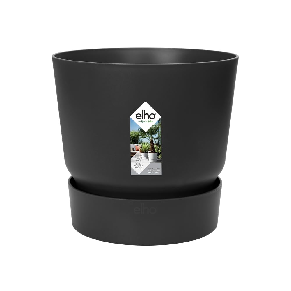 Elho Greenville Round 40 - Vaso per Esterno, Nero