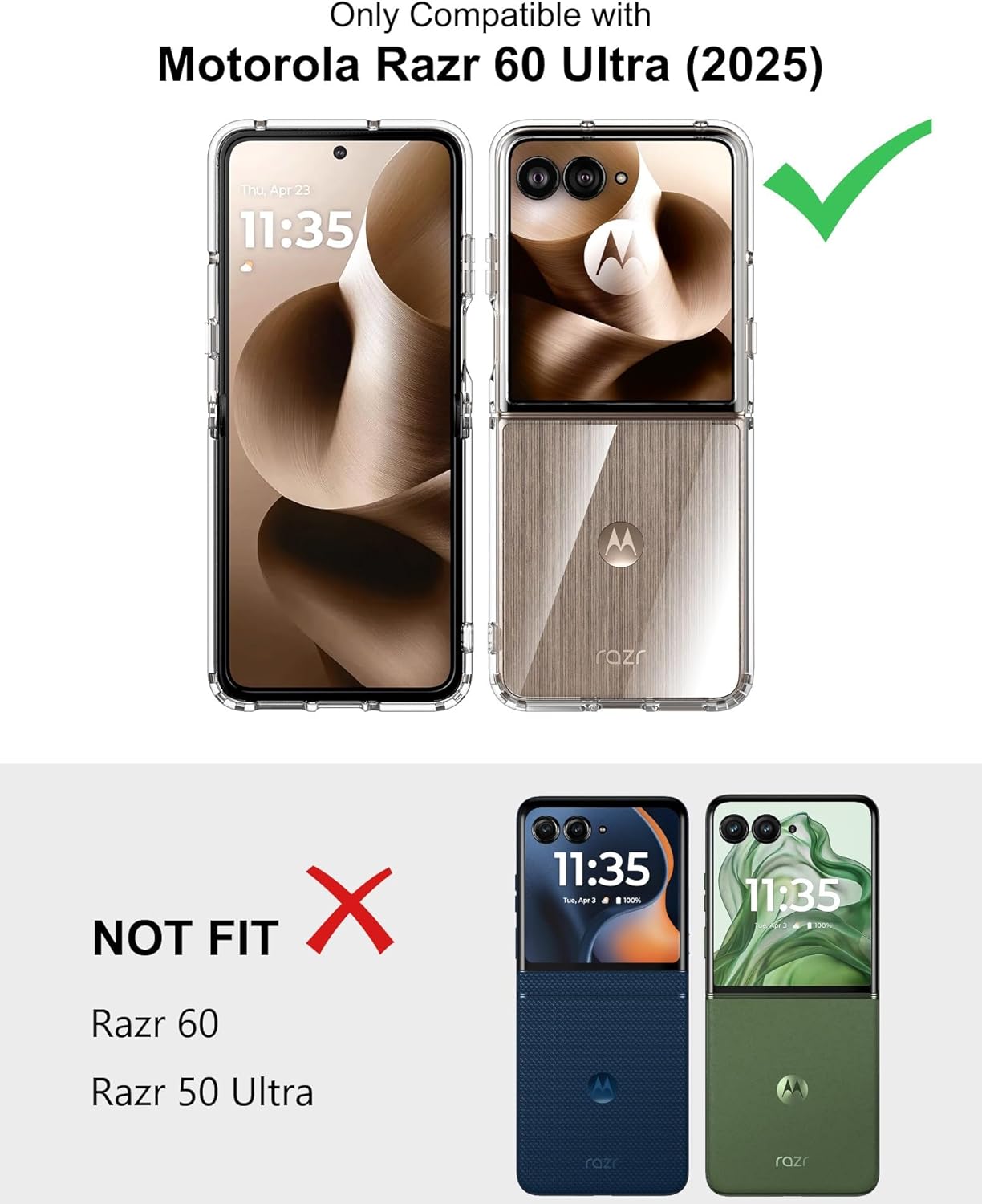 Cresee Cover per Motorola Razr 60 Ultra (2025) Trasparente - immagine 2