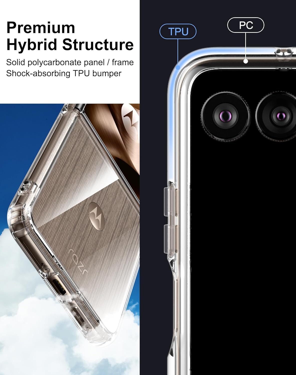 Cresee Cover per Motorola Razr 60 Ultra (2025) Trasparente - immagine 5