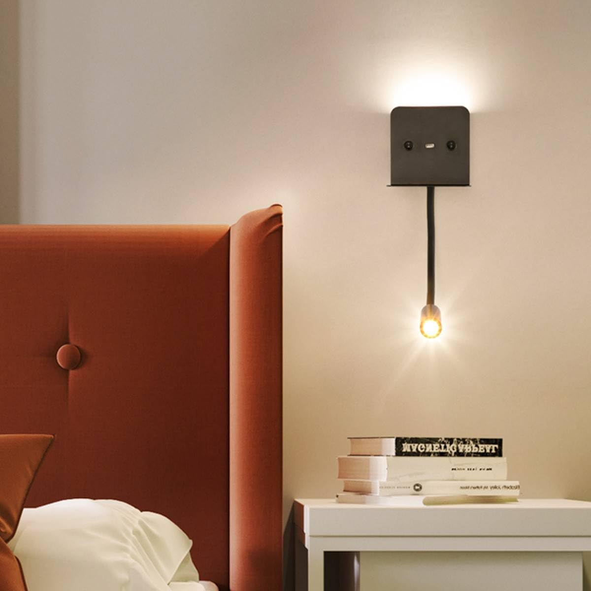 BarcelonaLED Lampada da Parete LED 6W con USB, Nera - immagine 6