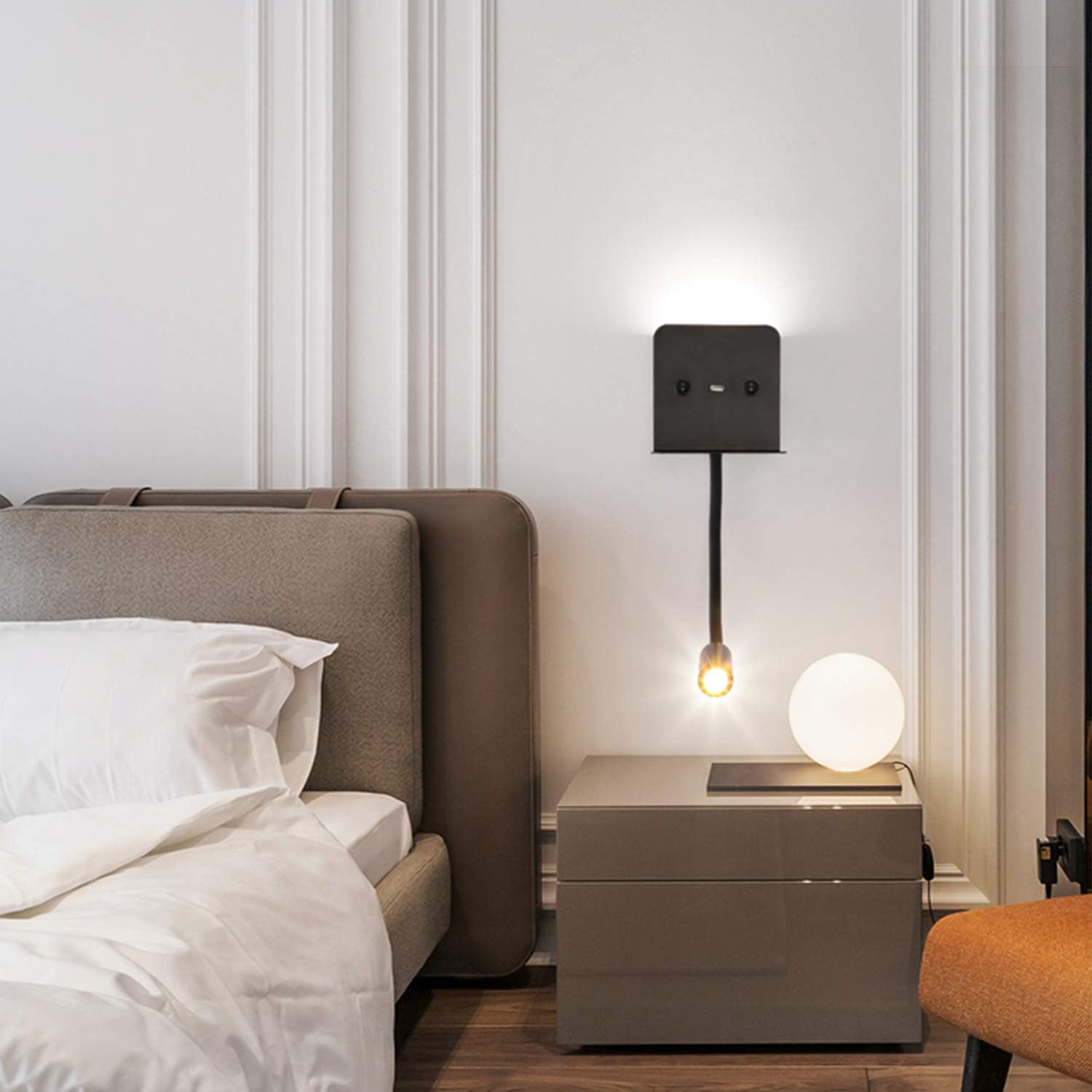BarcelonaLED Lampada da Parete LED 6W con USB, Nera - immagine 7
