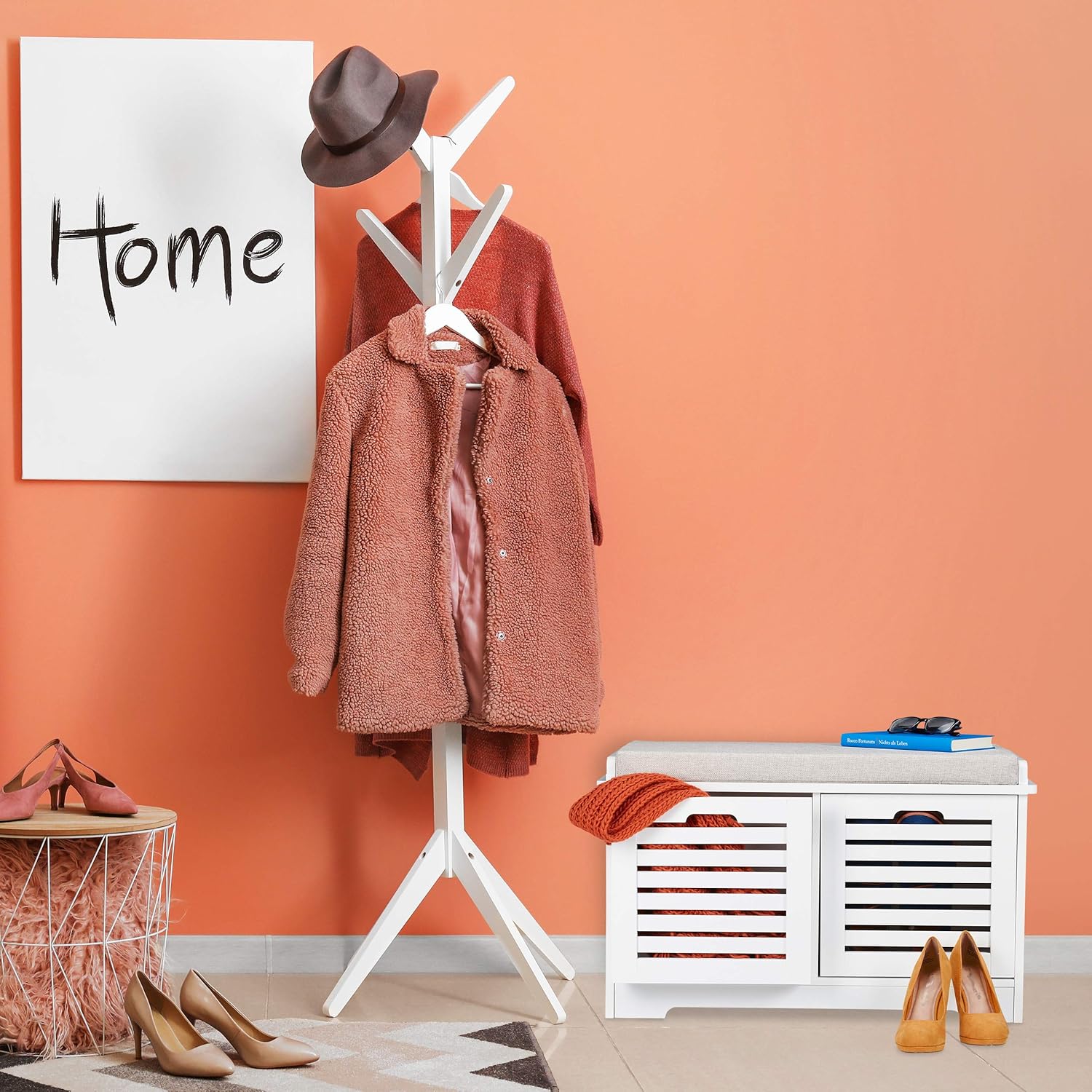 Relaxdays Panca Contenitore con 2 Cassetti, Bianco - immagine 2