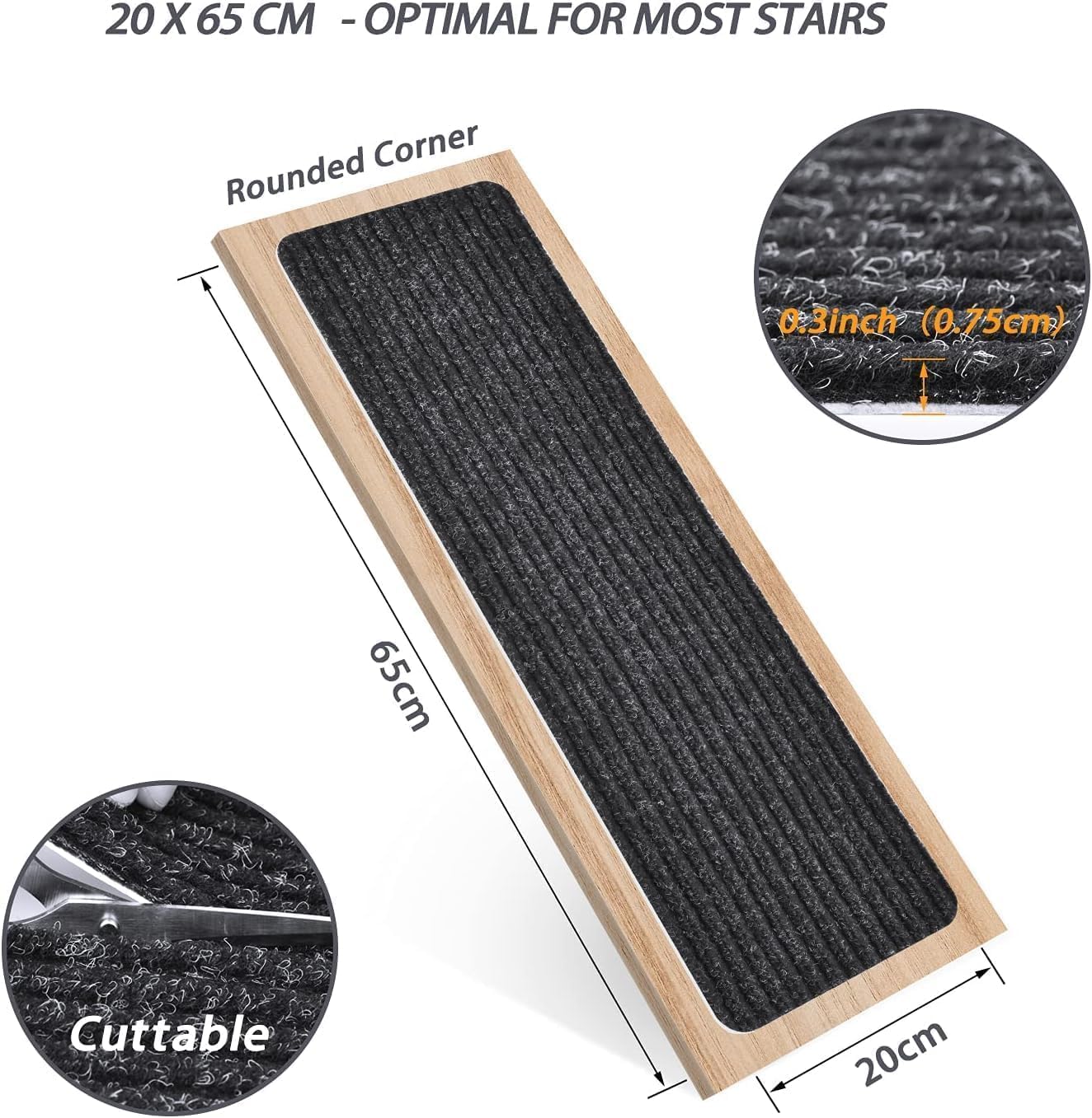 Mbigm 15 Tappetini per Scale Antiscivolo, Nero - immagine 5