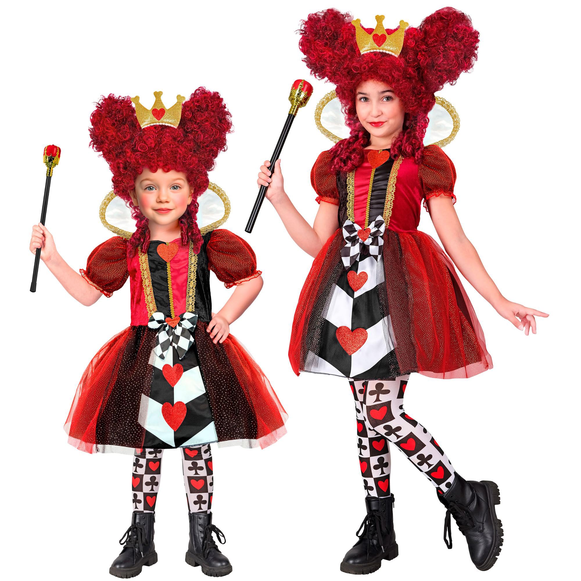 W WIDMANN MILANO Party Fashion - Costume da bambina Regina di cuori per bambine, set costume con abito e corona per carnevale