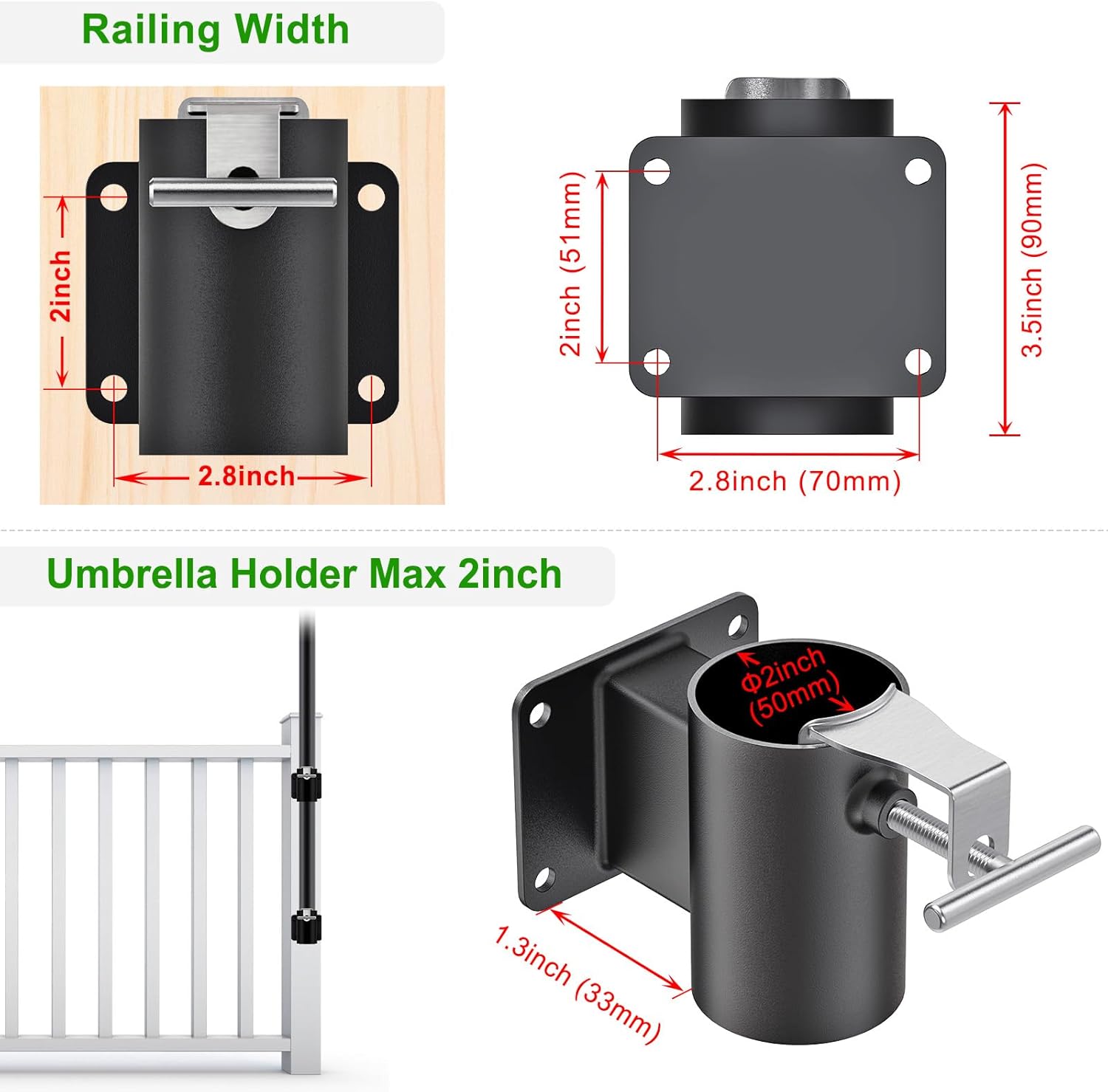 Portaombrelli Resistente per Ringhiera da Patio - immagine 2