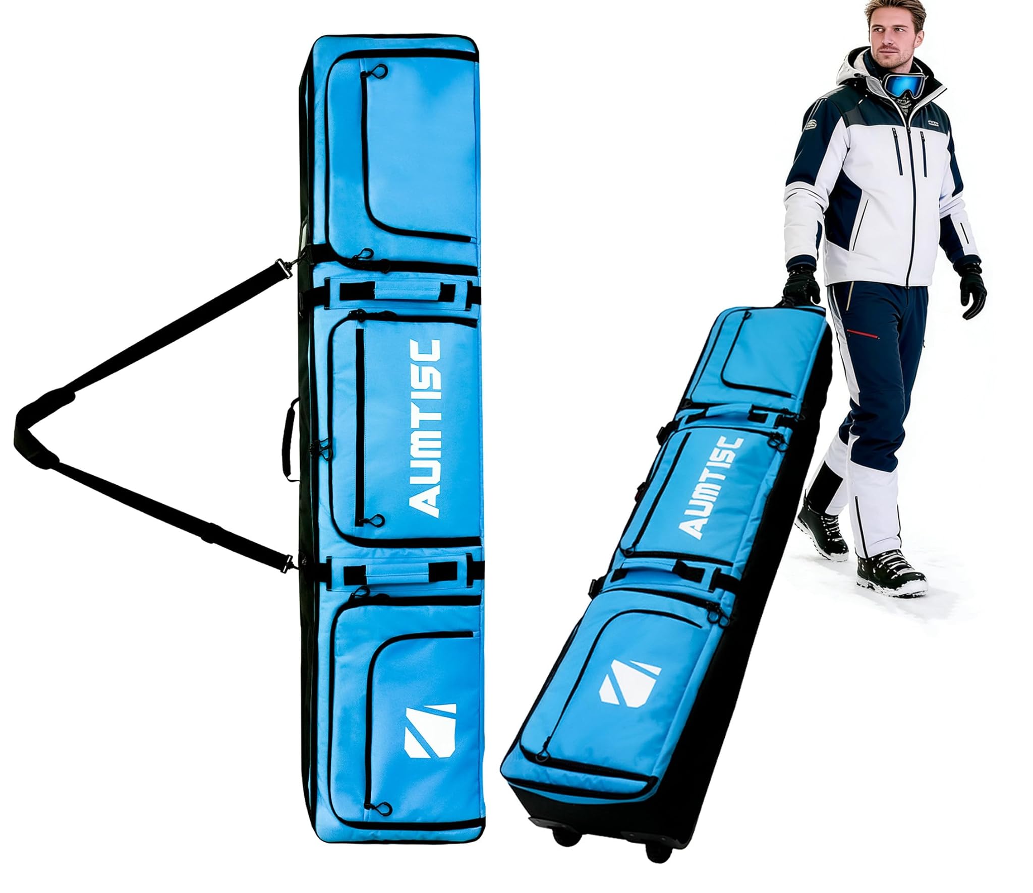 Aumtisc Borsa da Snowboard con Ruote
