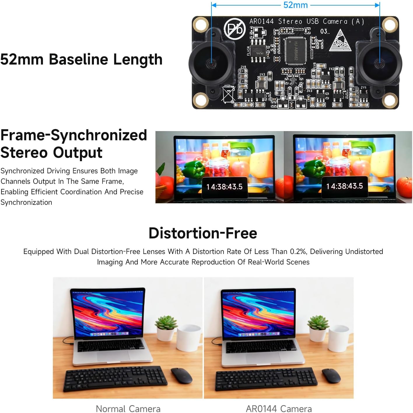 Waveshare AR0144 2MP Stereo USB Camera Module | Velz