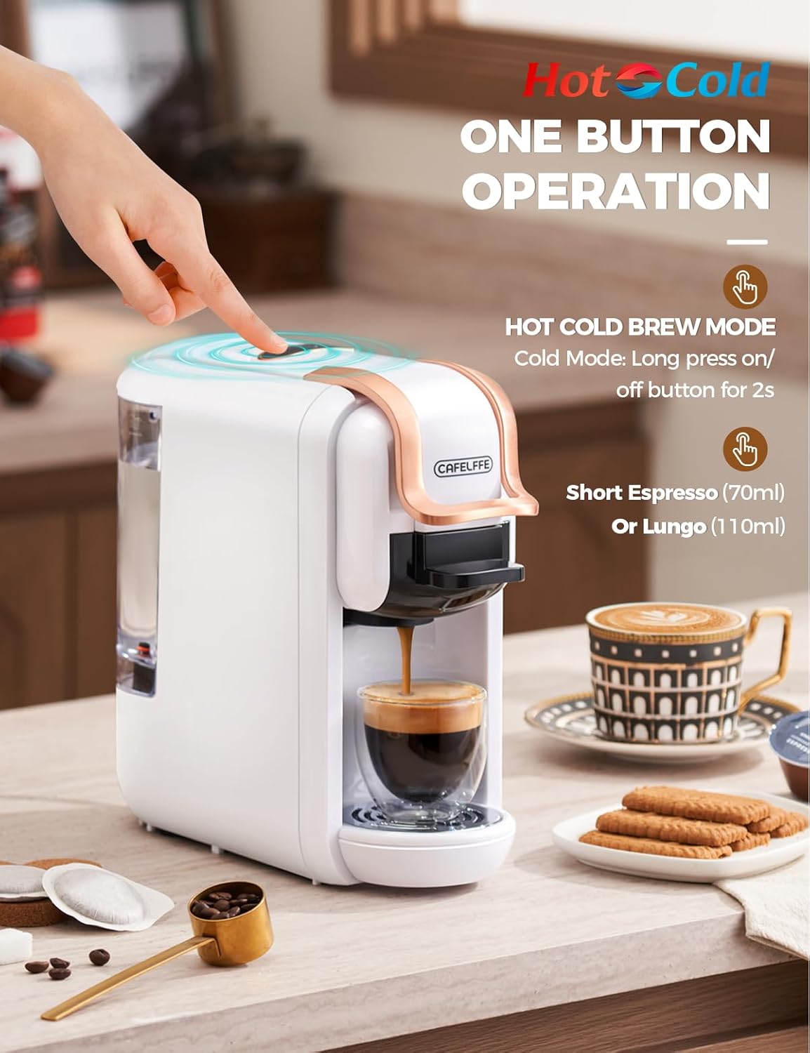 Cafelffe Macchina da Caffè 4 in 1 MK603, Bianco - immagine 3