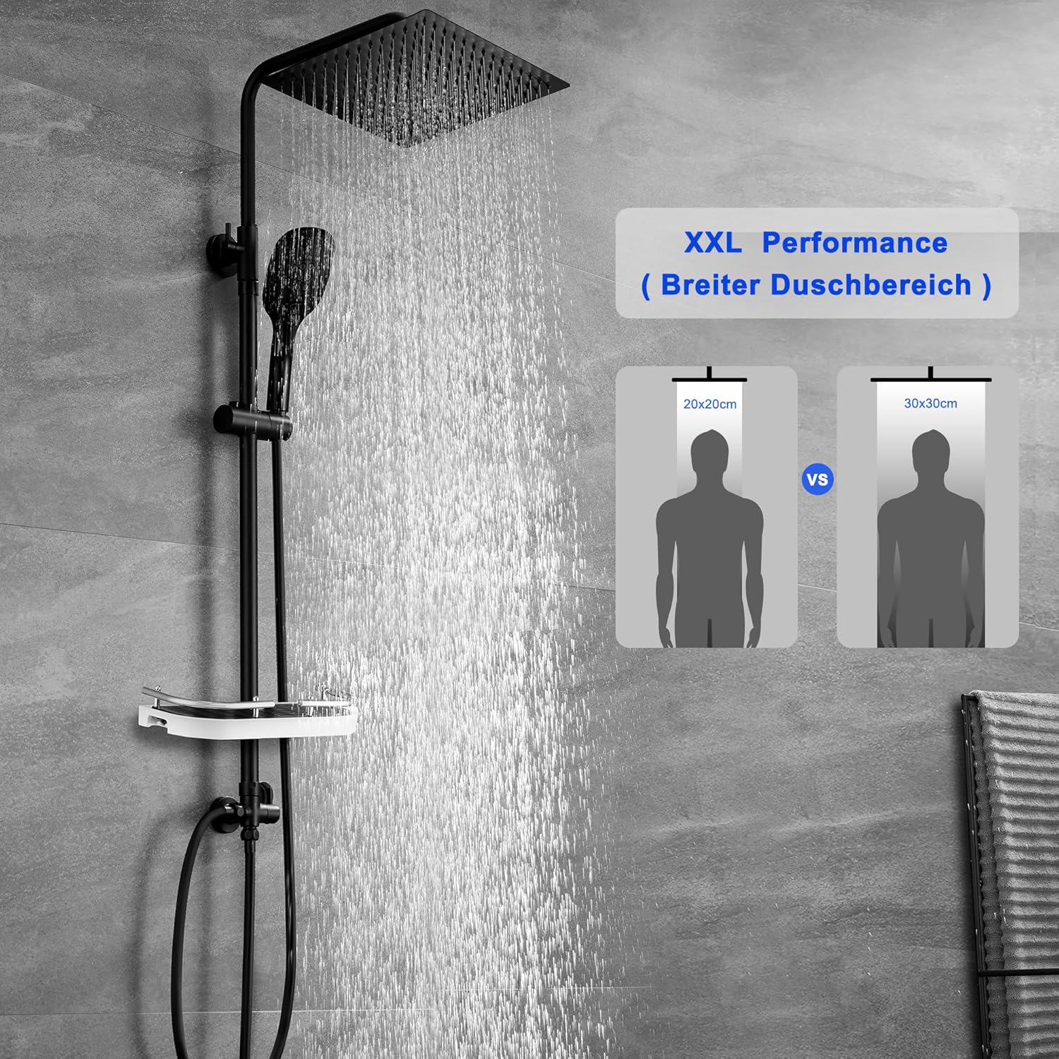 Görbach Colonna Doccia Idromassaggio Nera in INOX 304 - immagine 2