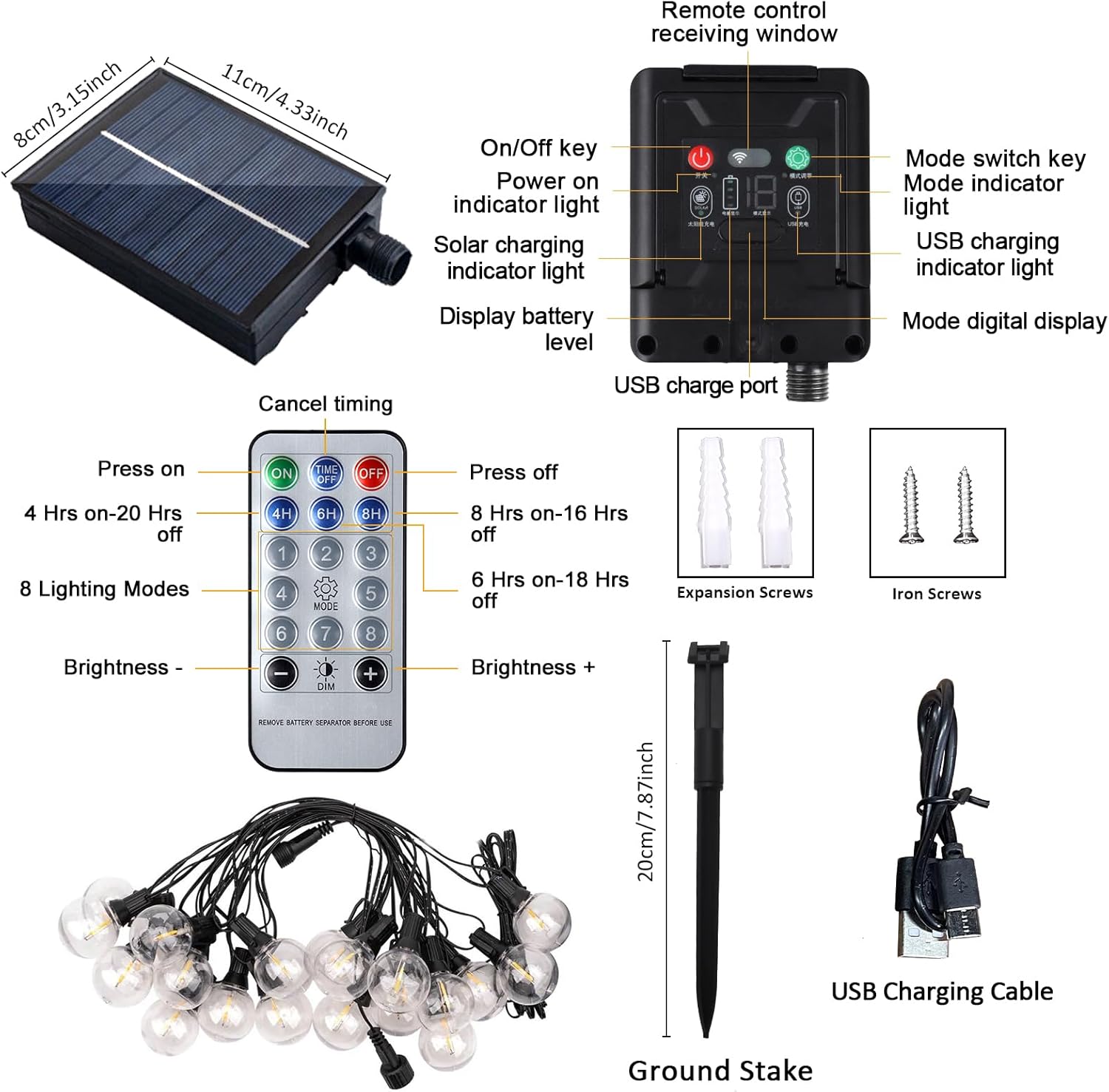 JIMACRO G40 Luci Esterno Solare 12M con Telecomando - immagine 6