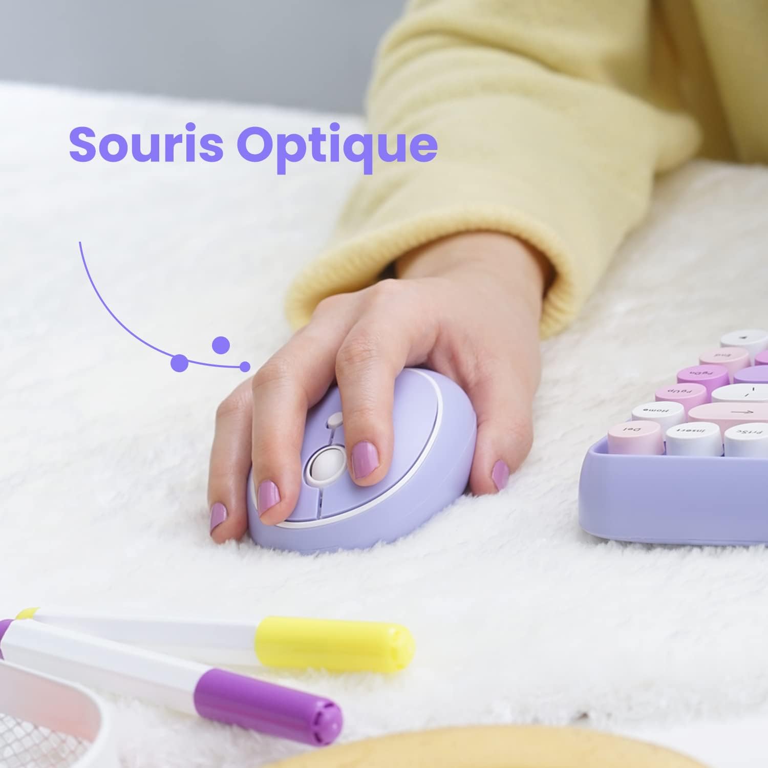 Perixx PERIDUO-713 - Mini Tastiera e Mouse Wireless, Viola - immagine 4