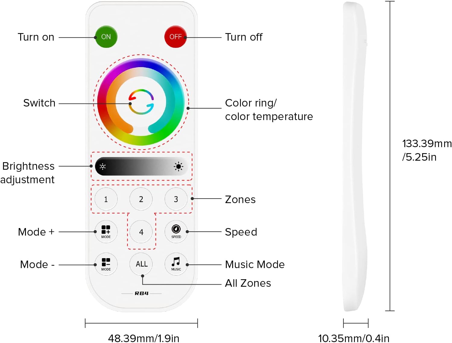 Btf-lighting Kit Controllo Striscia LED 4 Zone 2.4GHz RF - immagine 5