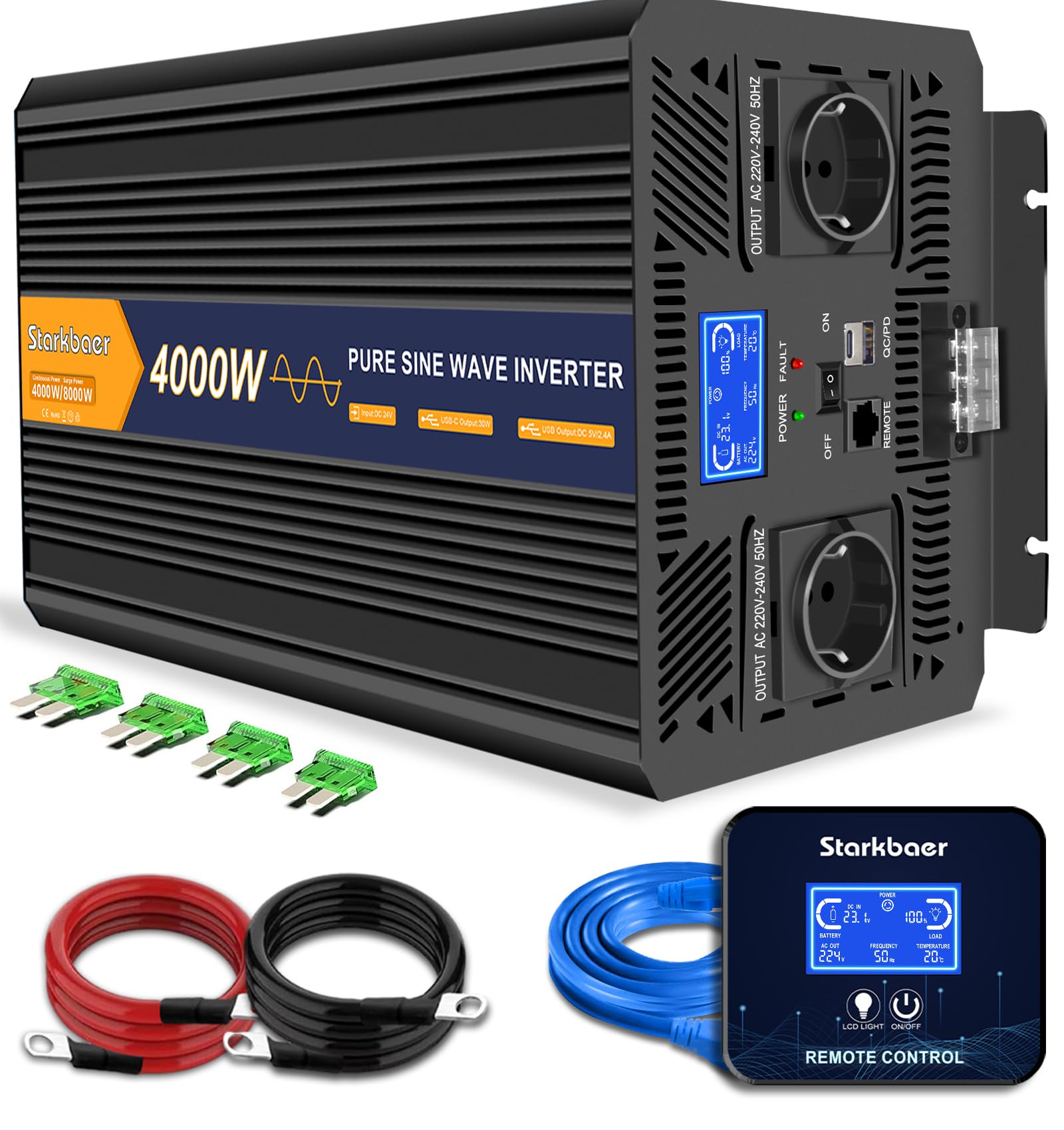 Inverter 4000W/8000W 24V 220V Onda Pura con Display LCD