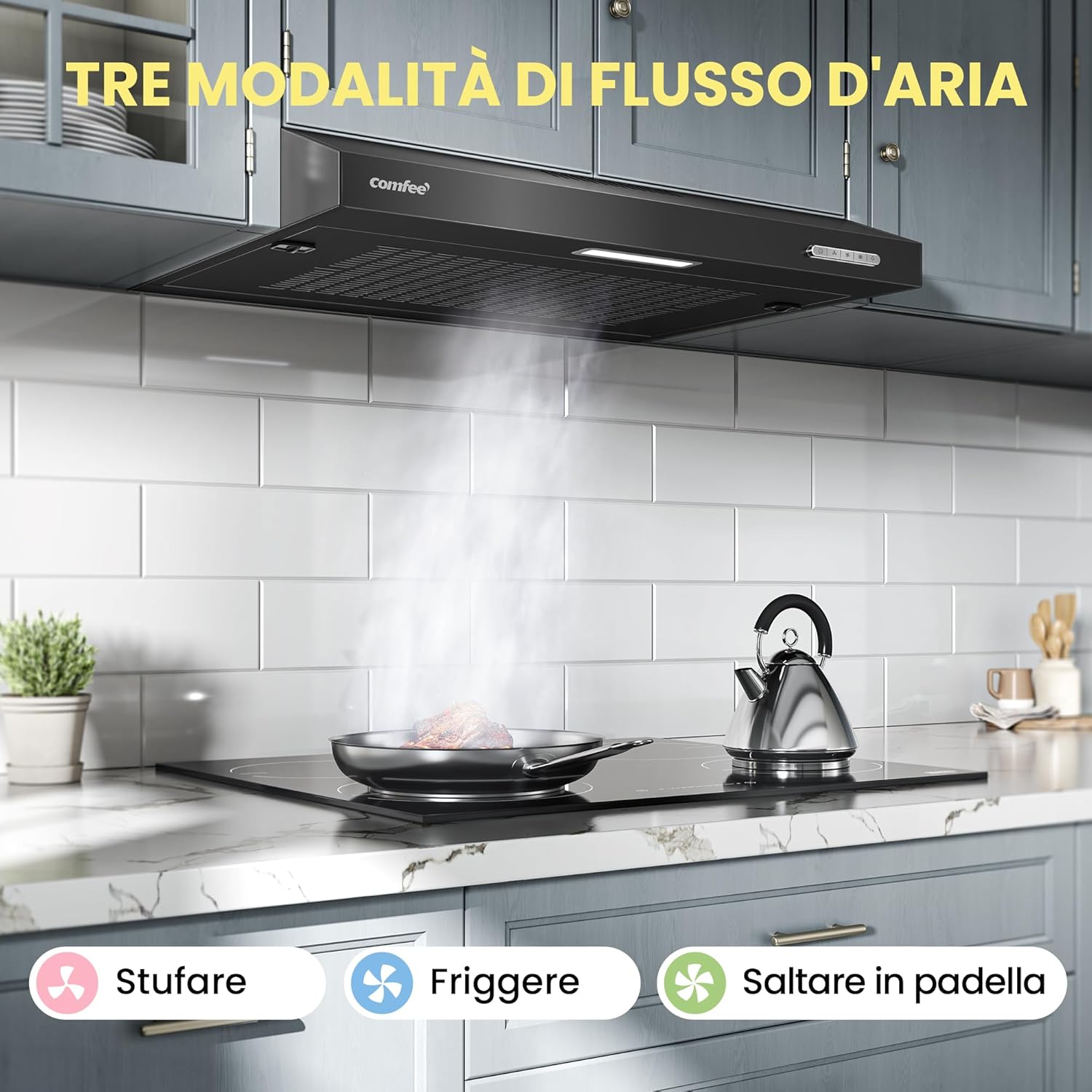 Comfee' Cappa Aspirante 60 cm SLIF17B-60, Nero - immagine 2