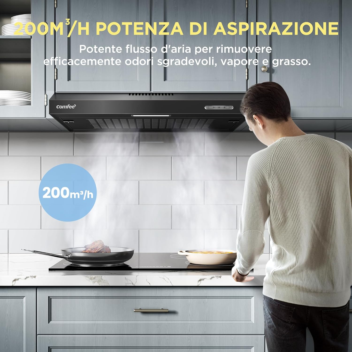 Comfee' Cappa Aspirante 60 cm SLIF17B-60, Nero - immagine 3