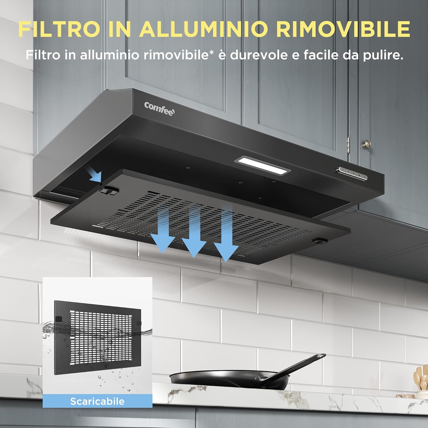 Comfee' Cappa Aspirante 60 cm SLIF17B-60, Nero - immagine 4