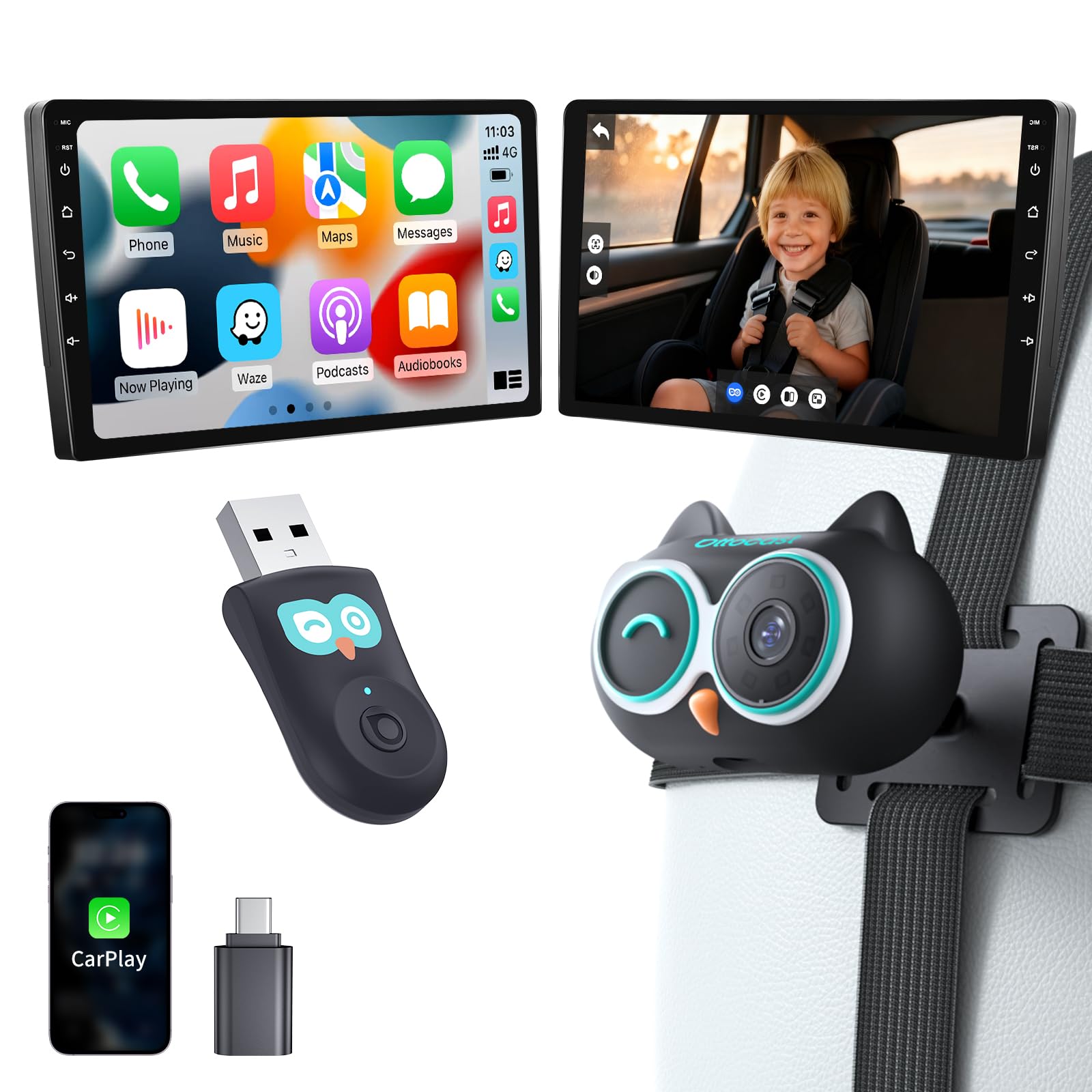 Ottocast Cabin Care 2026 - Adattatore CarPlay Wireless 2-in-1