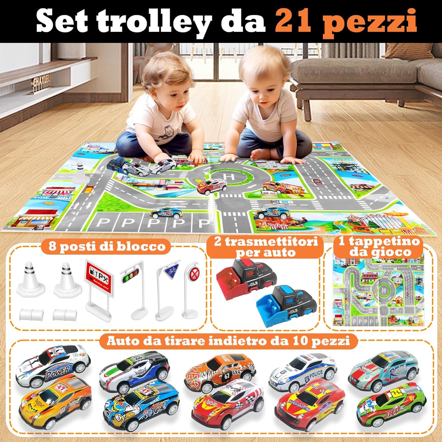 TOYABI Macchinine per Bambini Set 21 Pezzi - immagine 6