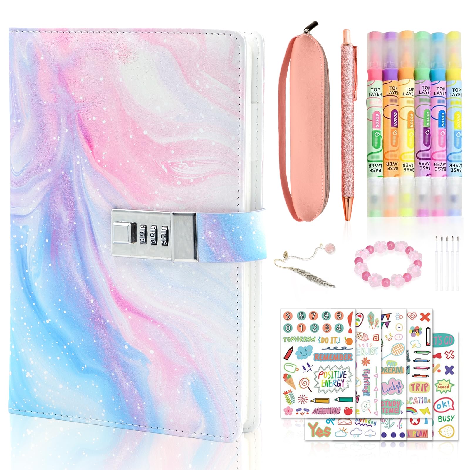 Regalo di compleanno per ragazze, regali per ragazze dai 7 ai 13 anni, diario segreto per ragazze dai 6 ai 14 anni, diario con serratura per ragazze adolescenti, diario penna astuccio quaderno per il