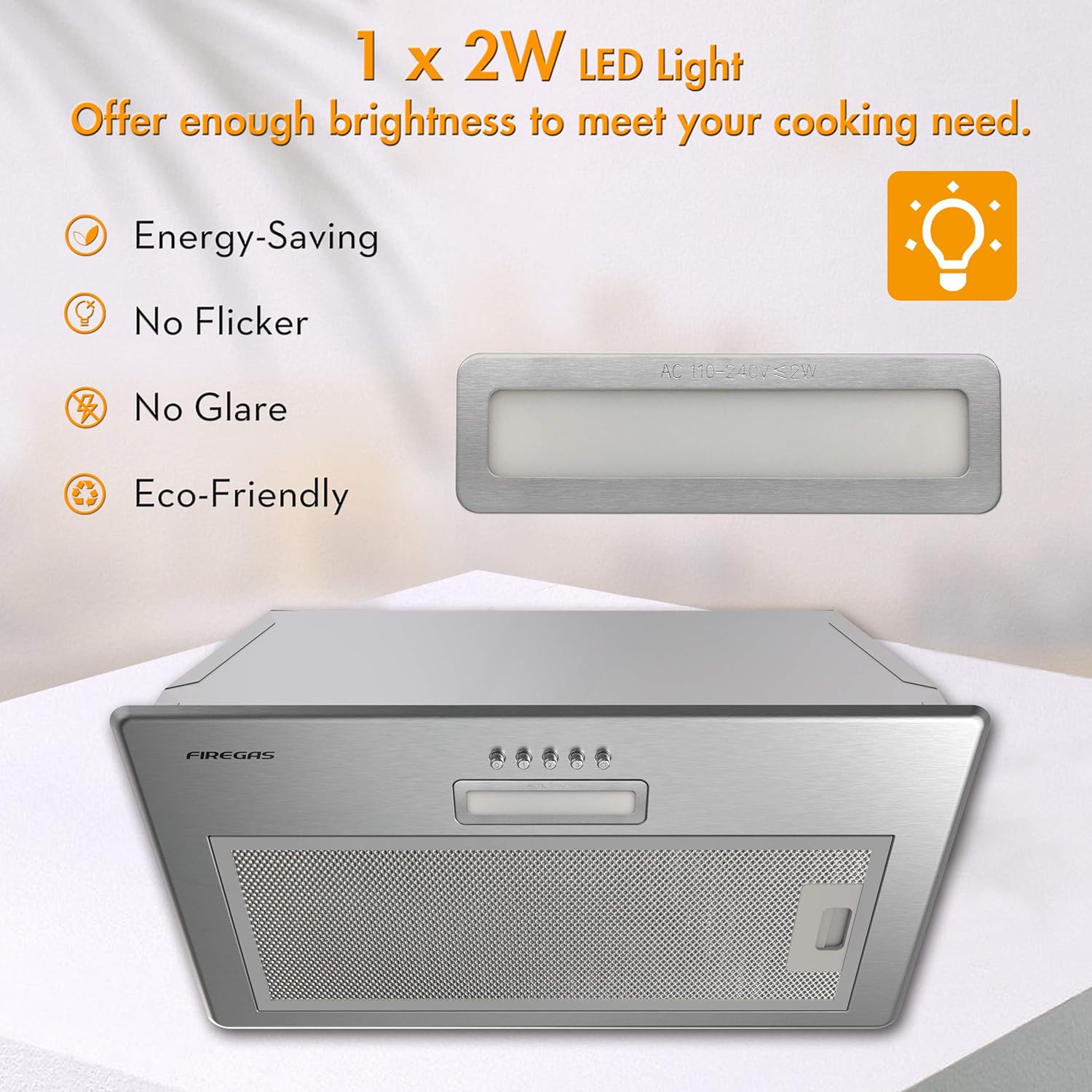 Firegas Cappa Aspirante Incasso 52 cm con LED - immagine 4