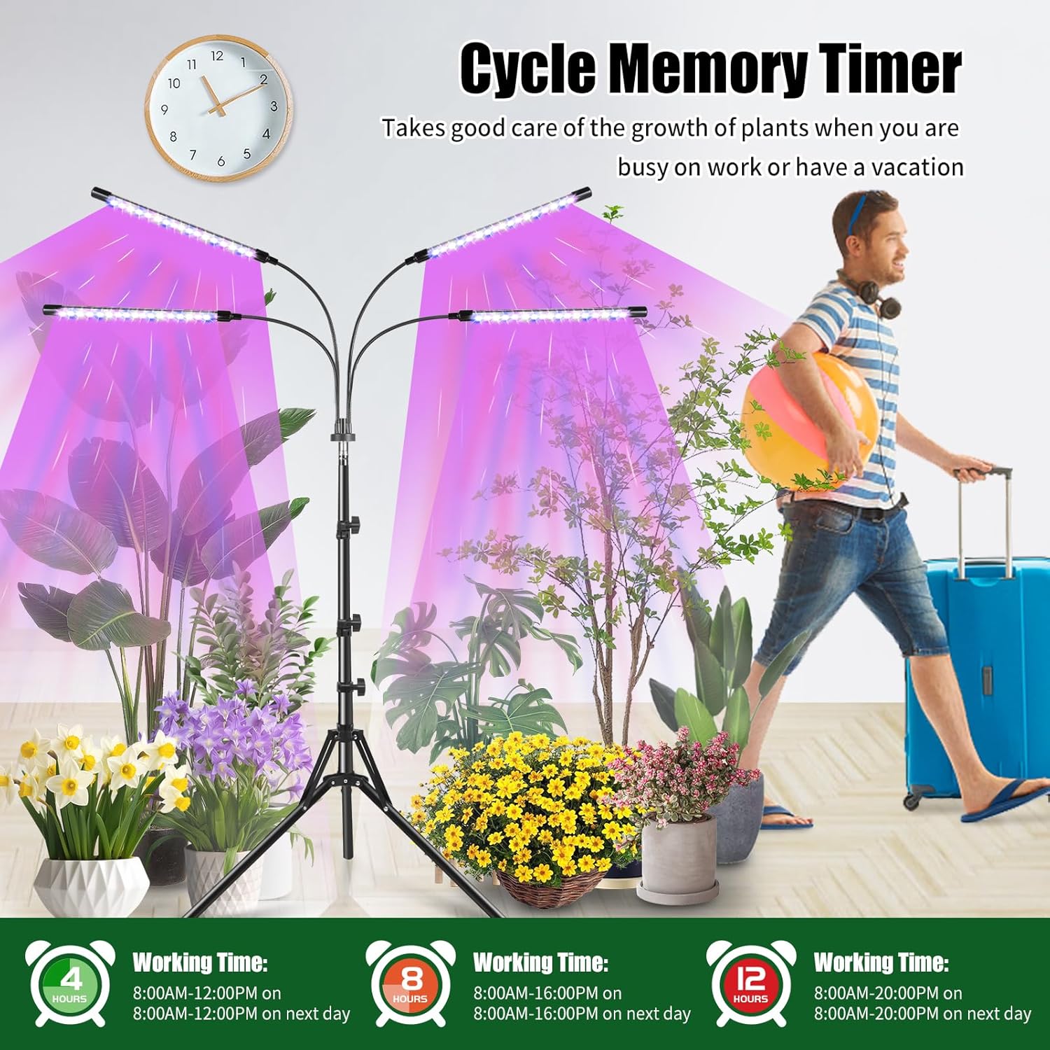 Railee Lampada per Piante da Interno 120 LEDs con Treppiede - immagine 5