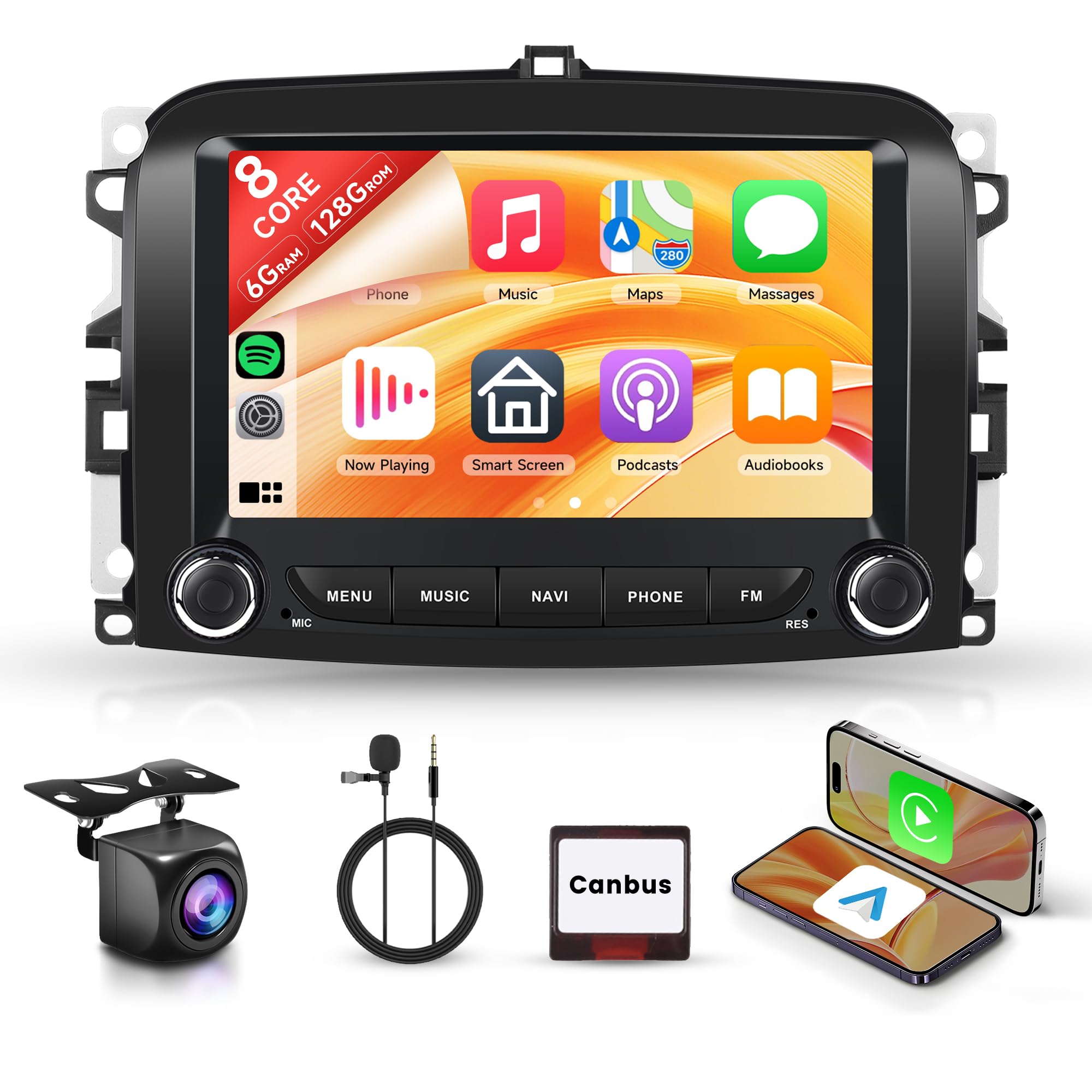 Rimoody Autoradio Android 8 Core per FIAT 500L (2013-2019)