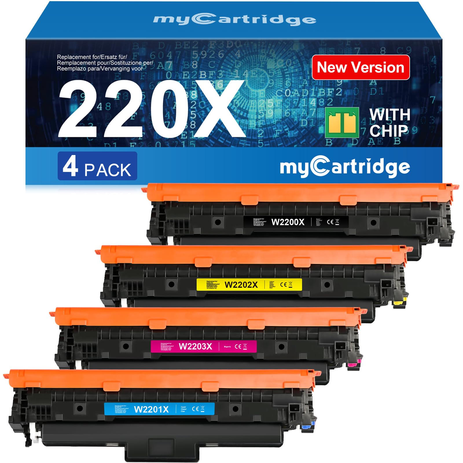 myCatridge Compatibile con HP 220X Toner (con Chip) 4-Pack