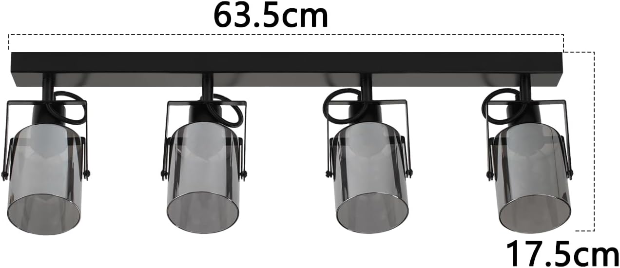 Cbjktx Faretto da Soffitto Nero 4 Fiamme - immagine 5