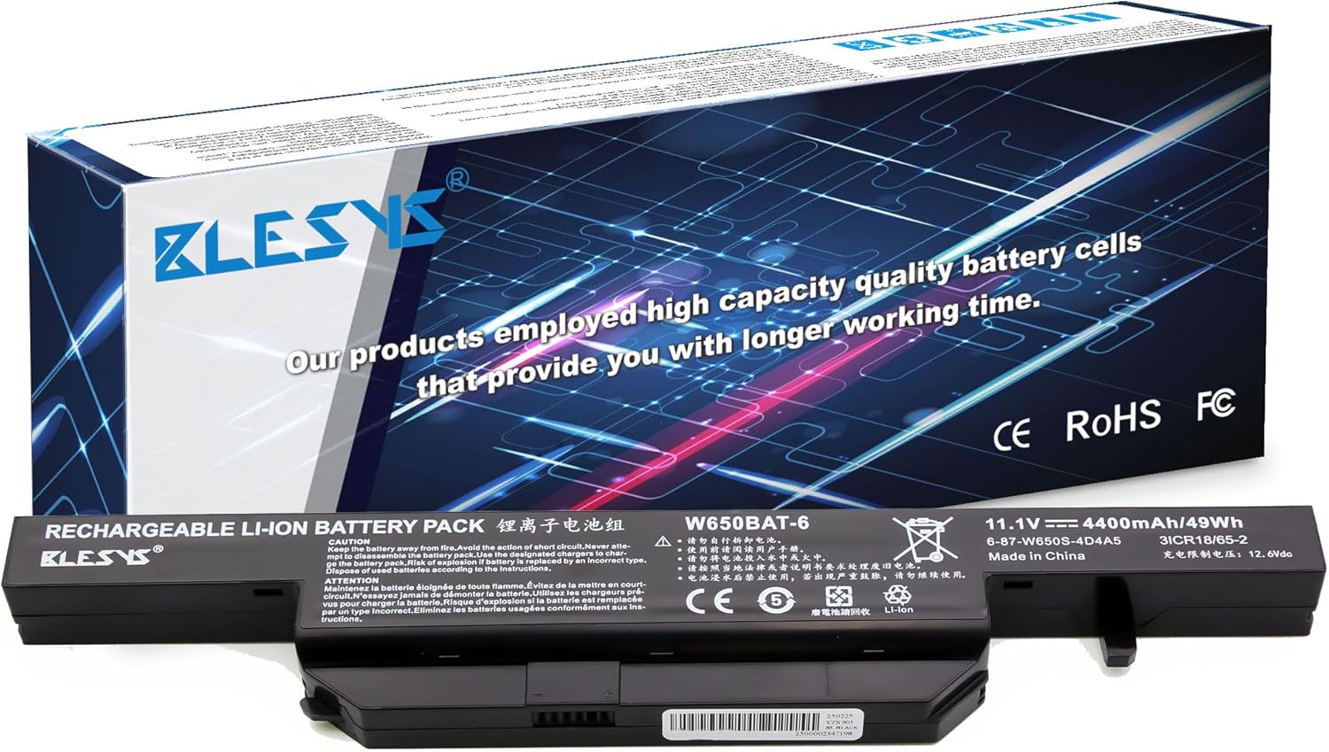 Blesys Batteria W650BAT-6 per Clevo W650, Hasee K610C - immagine 1