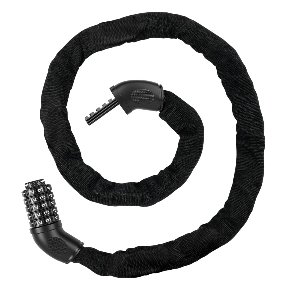 Ainiv Lucchetto Bici Catena, Antifurto a Combinazione a 5 Cifre, Lucchetto Bici Antifurto, Alta Qualità Antifurto Moto per Varie Bicicletta, Moto, E-Bike, MTB,Scooter (100cm)