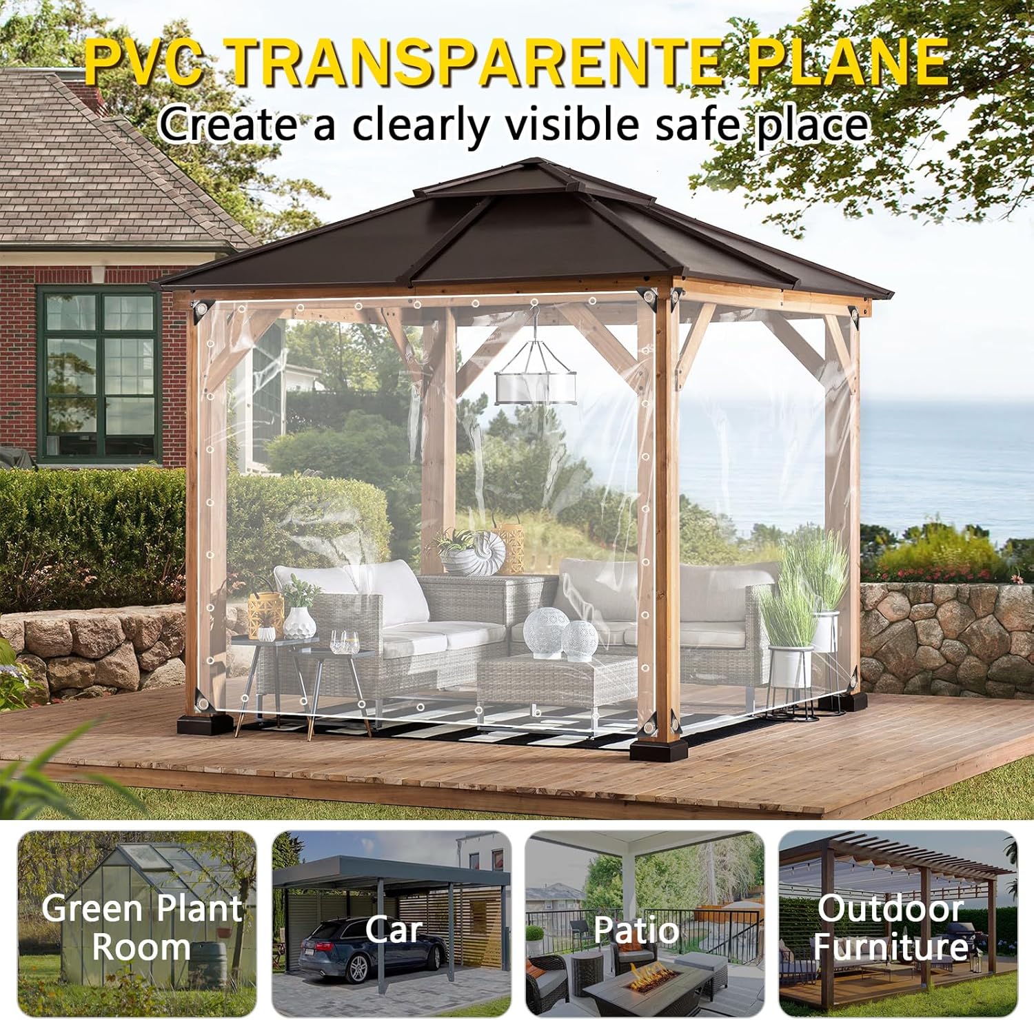 Telo Telone Impermeabile Esterno 3x5m PVC Trasparente - immagine 3