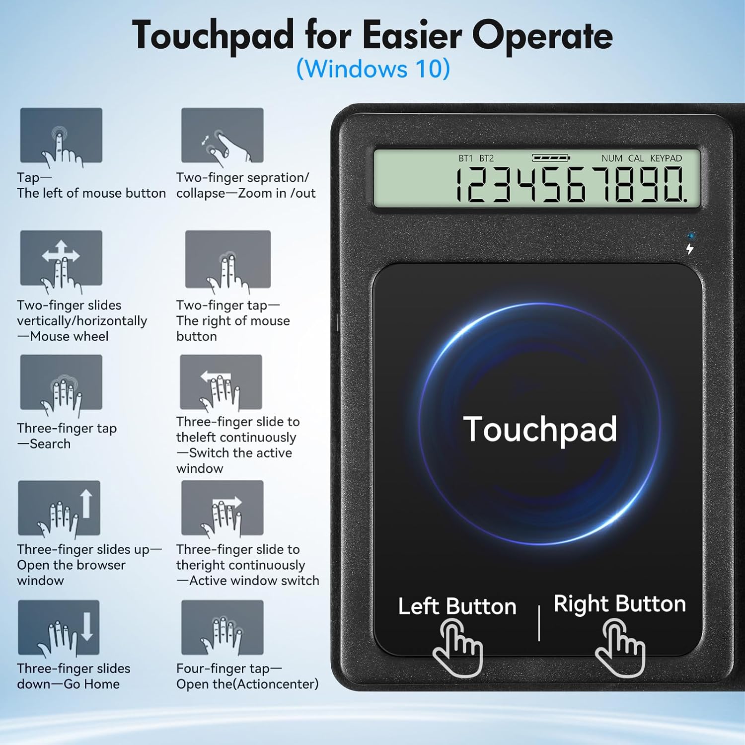 Tastiera Numerica Bluetooth Wireless con Display - immagine 4