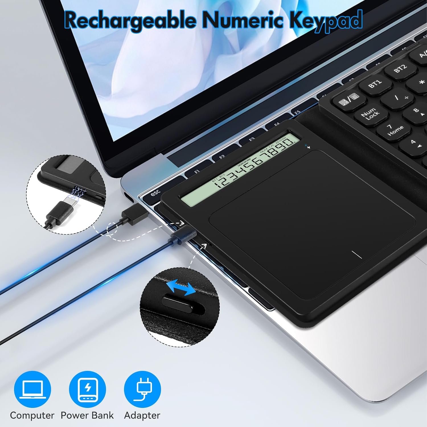 Tastiera Numerica Bluetooth Wireless con Display - immagine 6