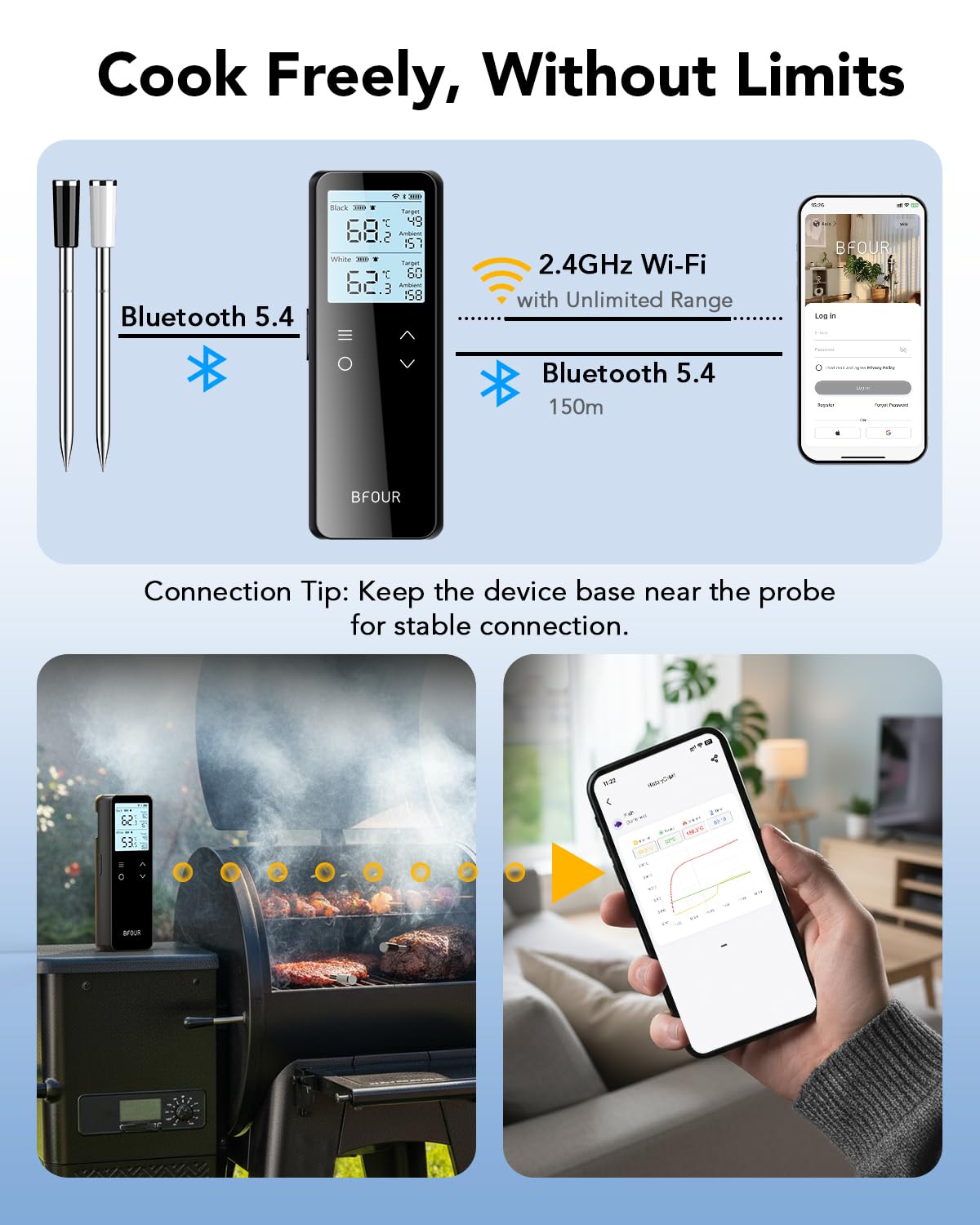 Bfour BF-80 - Termometro Carne Wireless Bluetooth WLAN - immagine 3