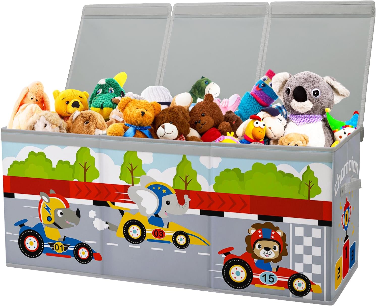 Scatola Giocattoli Large con Coperchio Ribalta, 96×32×40cm