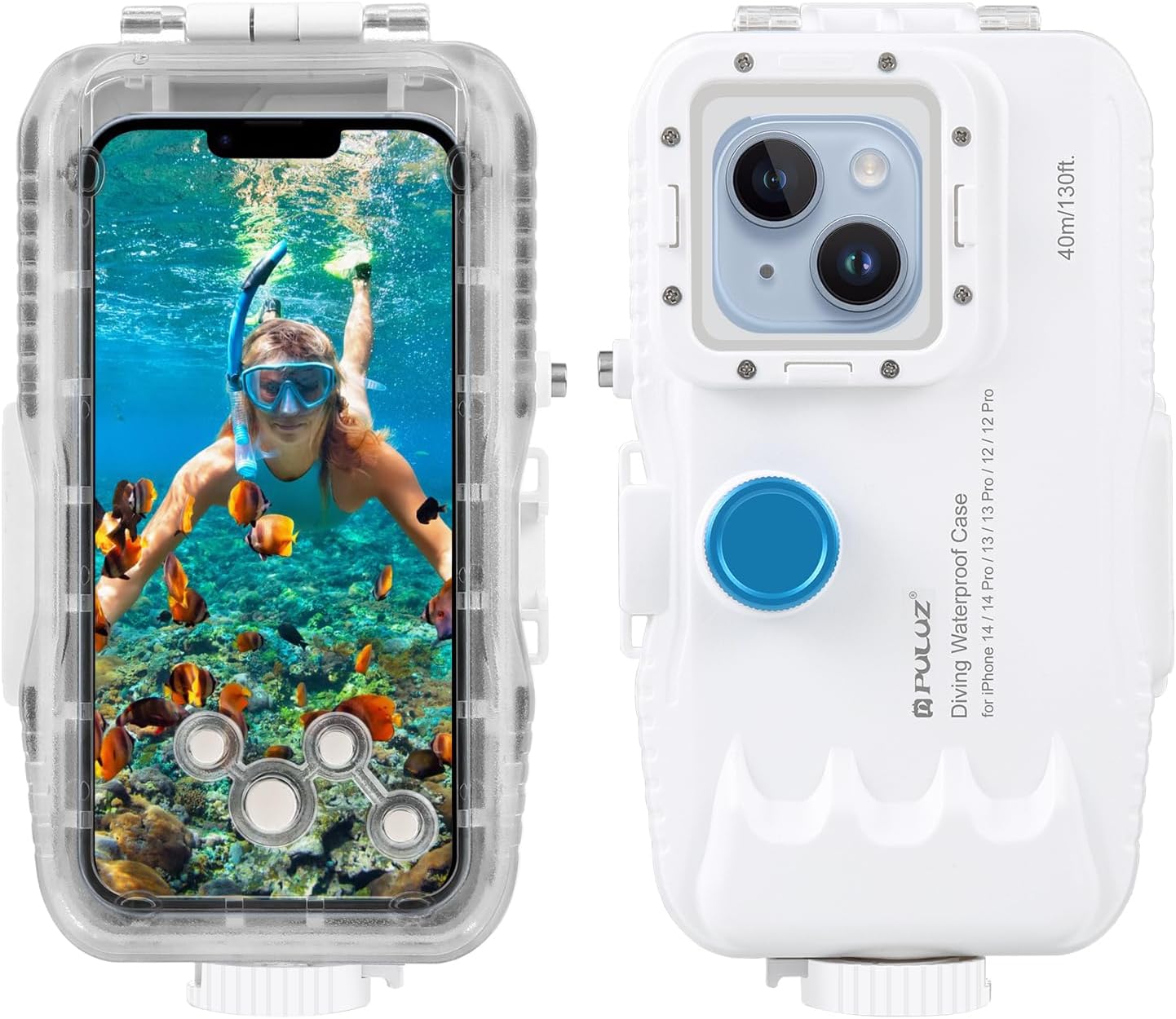 Puluz Custodia Impermeabile 40m per iPhone, Bianco - immagine 1