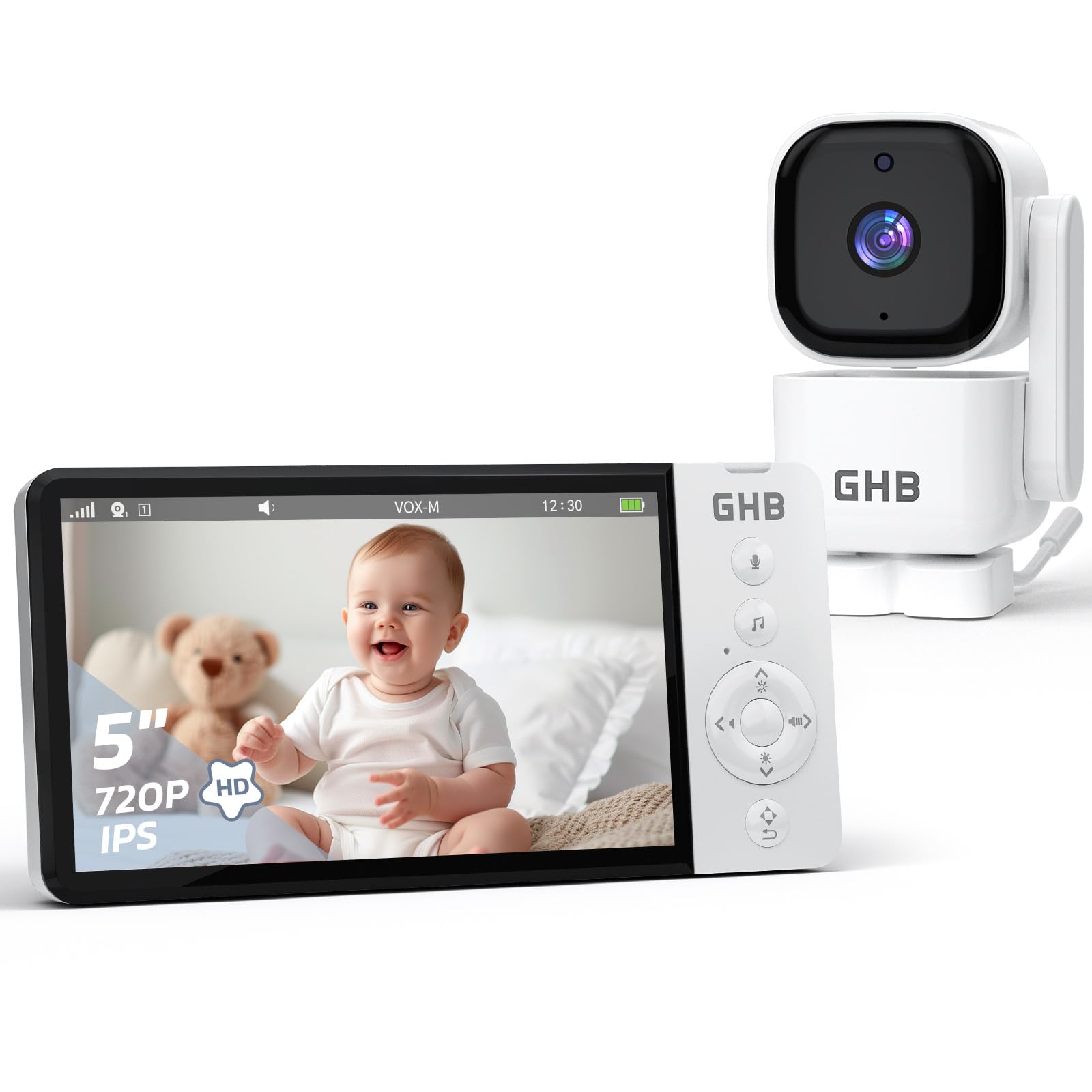 Ghb Baby Monitor Video e Audio 5'' 720HD IPS