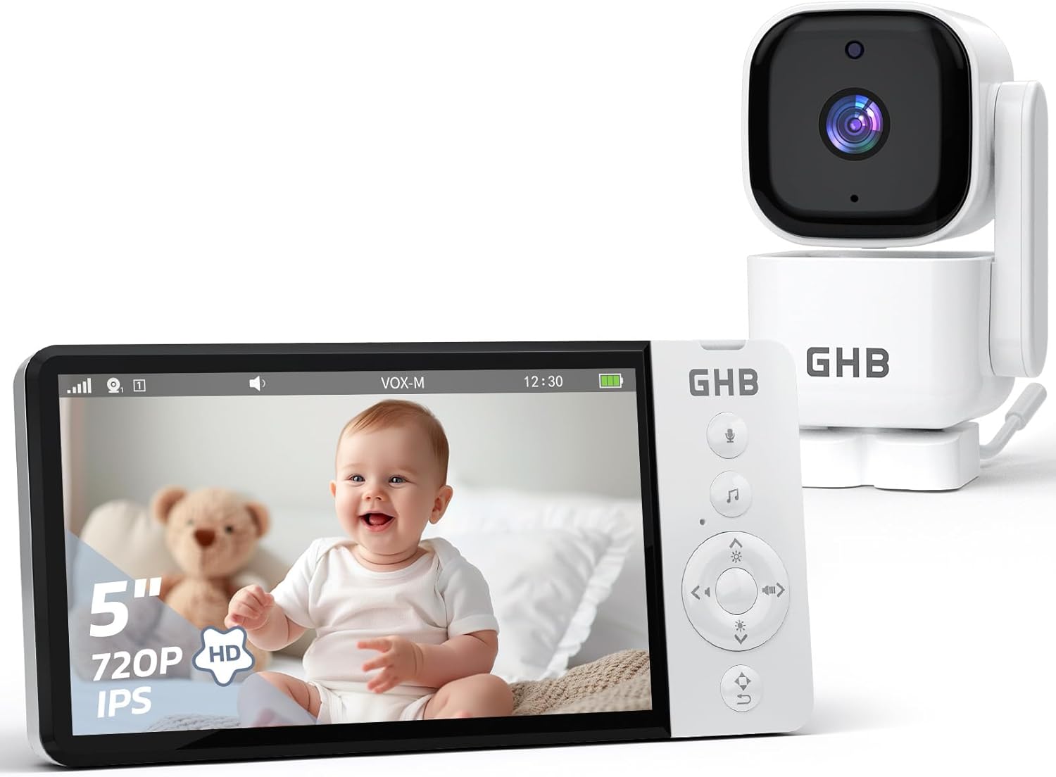 Ghb Baby Monitor Video e Audio 5'' 720HD IPS - immagine 1