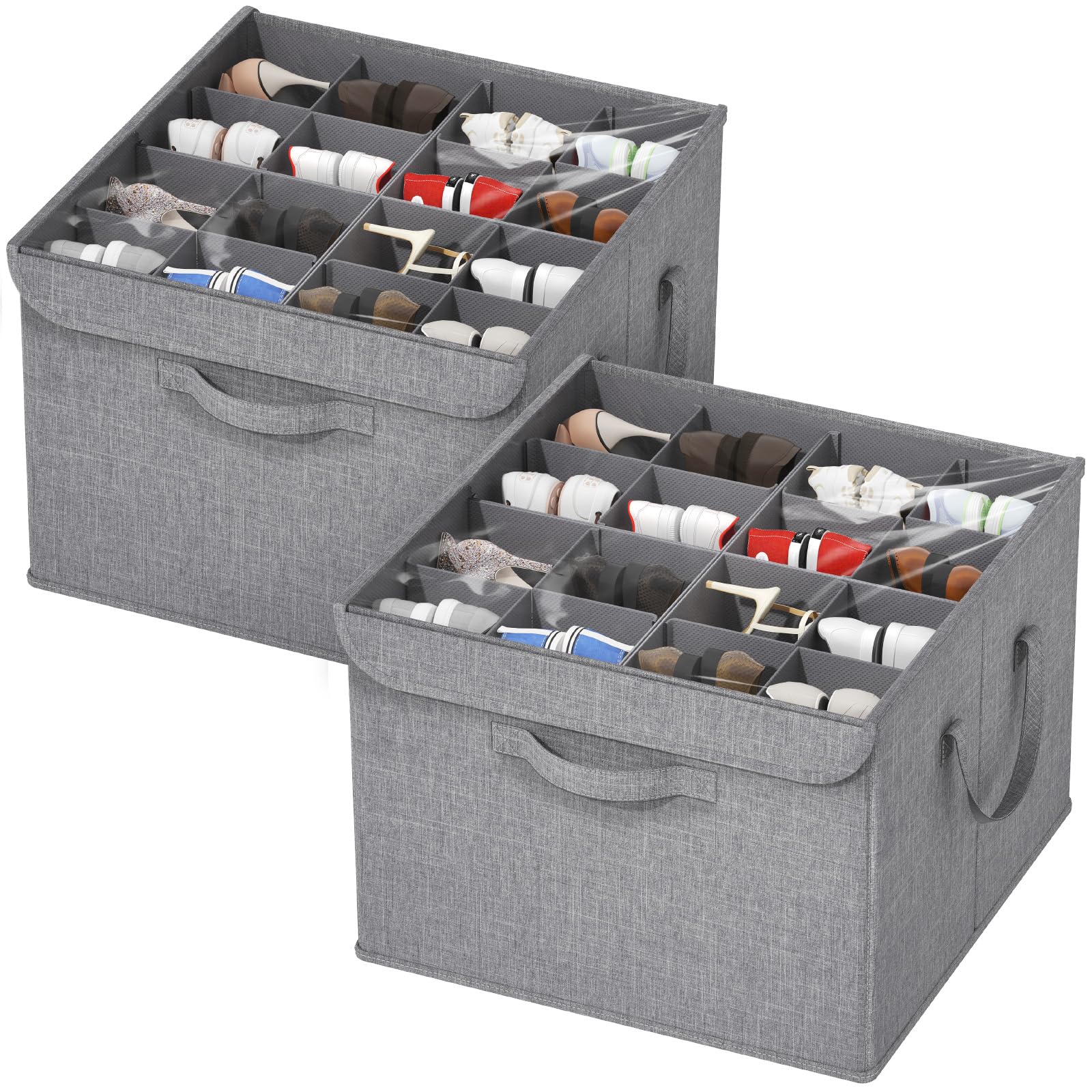 Lifewit Scatola Scarpiera Pieghevole per 16 Paia, Grigio