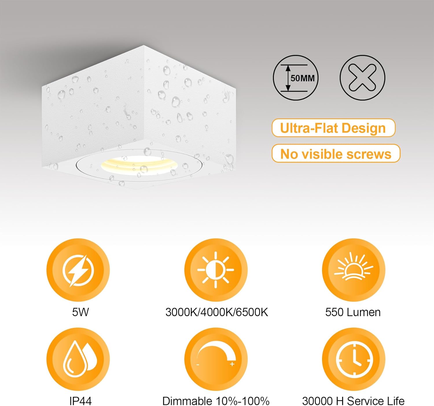 Faretti da Soffitto LED Quadrati 5W, 2 Pezzi - immagine 2