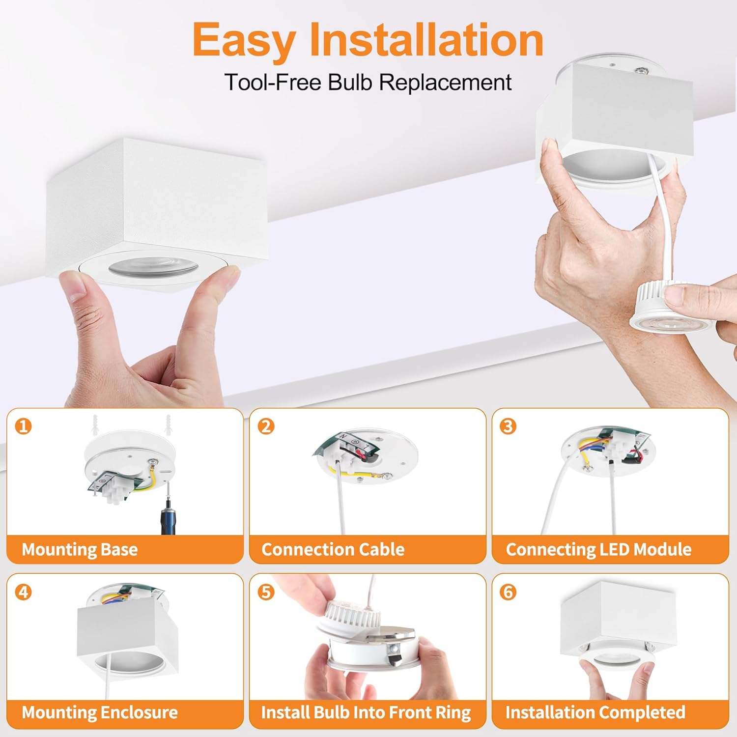 Faretti da Soffitto LED Quadrati 5W, 2 Pezzi - immagine 7