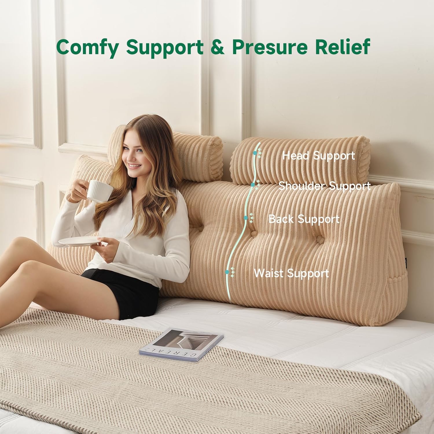 Z-hom Cuscino Schienale Triangolare, Beige - immagine 2