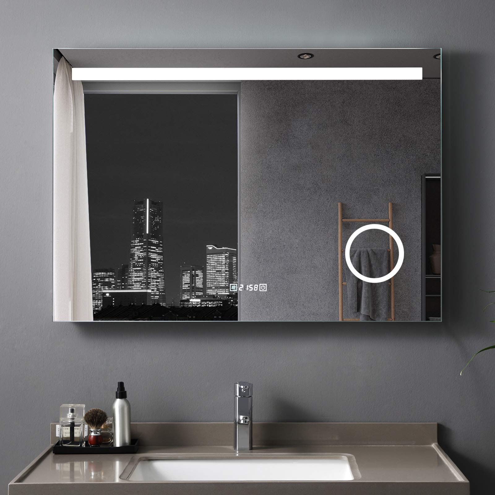 Meesalisa Specchio da Bagno a LED 80x60cm